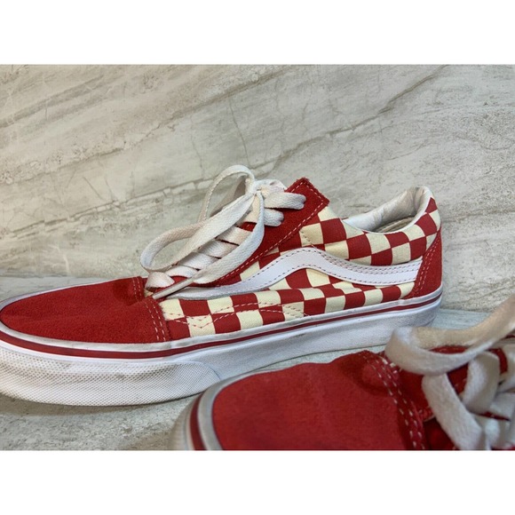 Red Checkered Pattern Lace Up Vans Old School M 6 W 7.5 - Picture 4 of 8